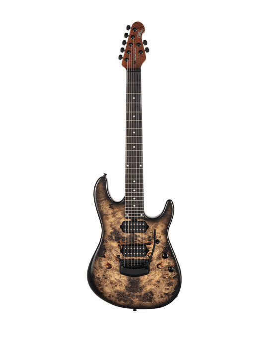 Music Man Jason Richardson 7-String Natural Buckeye Burl, Black Burst