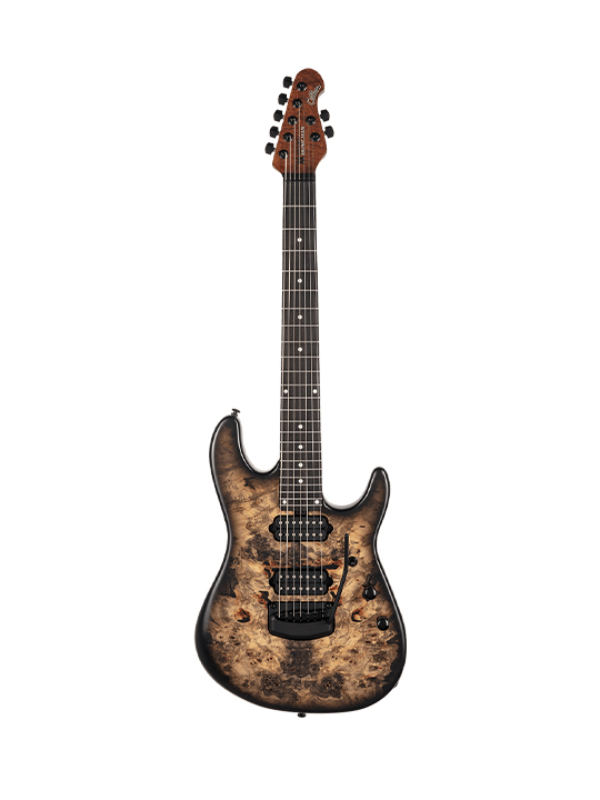 MM-JR-7S-NAT-BE-BL-BKB-01 Music Man Jason Richardson 7-String Natural Buckeye Burl, Black Burst