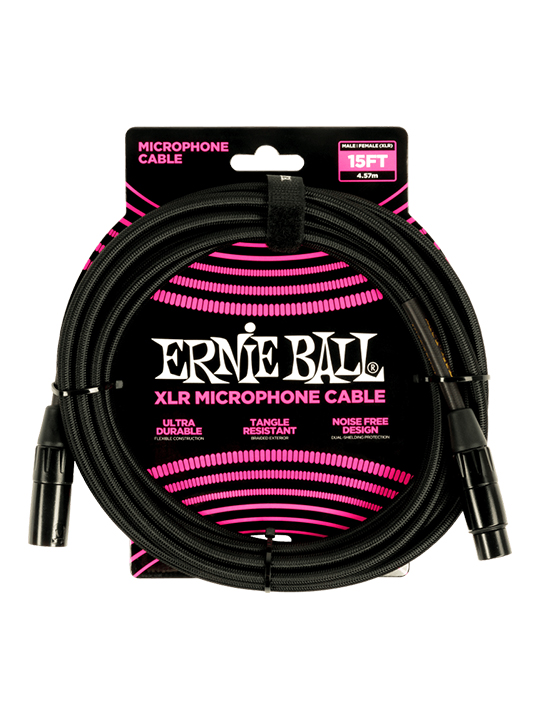 Ernie Ball Braided Male/Female XLR Microphone Cables Black - Image 2