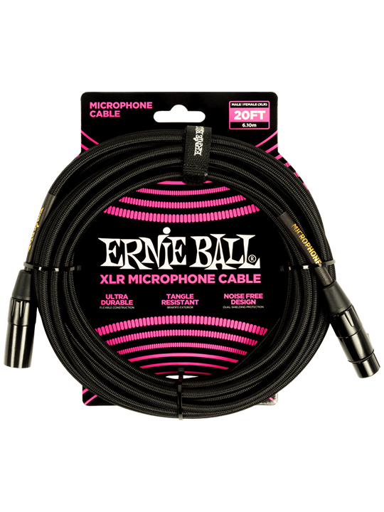 Ernie Ball Braided Male/Female XLR Microphone Cables Black - Image 3