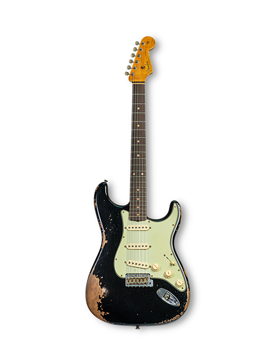 FD-CS-62-STRAT-HVYRL-BLK-W25-LTD-01 Fender Custom Shop 1962 Stratocast Heavy Relic Black W25 Limited Edition