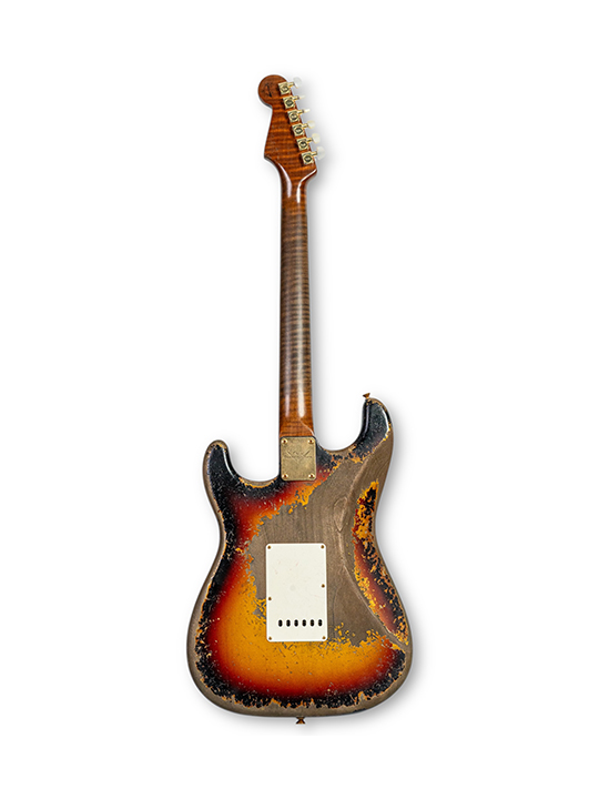 FD-63-STRAT-HVY-3TS-MBDW-05 Fender 1963 Stratocast Heavy Relic 3 Tone Sunburst Masterbuilt by Dale Wilson