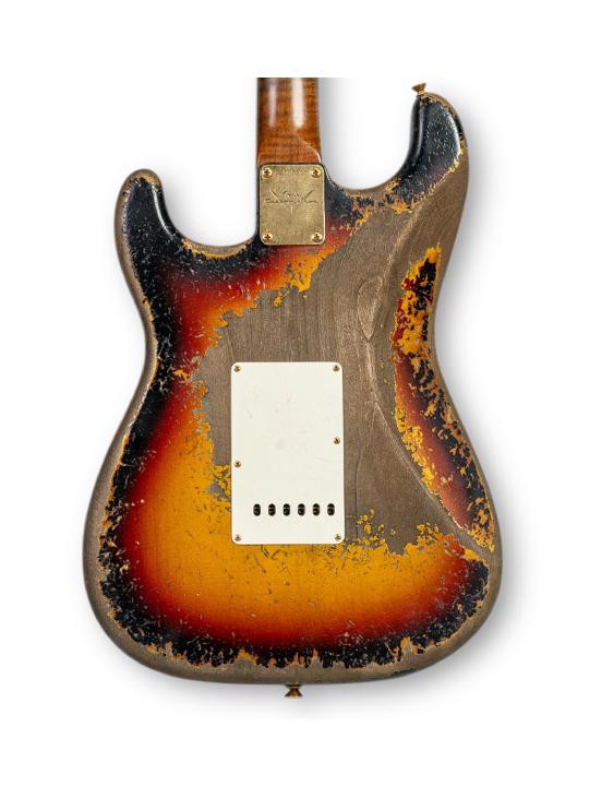 FD-63-STRAT-HVY-3TS-MBDW-06 Fender 1963 Stratocast Heavy Relic 3 Tone Sunburst Masterbuilt by Dale Wilson