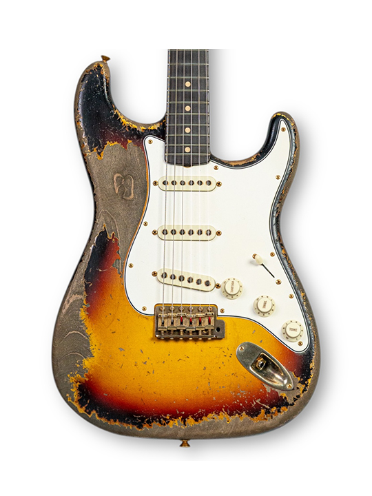 FD-63-STRAT-HVY-3TS-MBDW-07 Fender 1963 Stratocast Heavy Relic 3 Tone Sunburst Masterbuilt by Dale Wilson